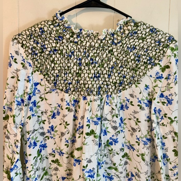 Zara NWT Printed Rustic Smocked High Neck Floral Midi Dress, Size S - Picture 7 of 14